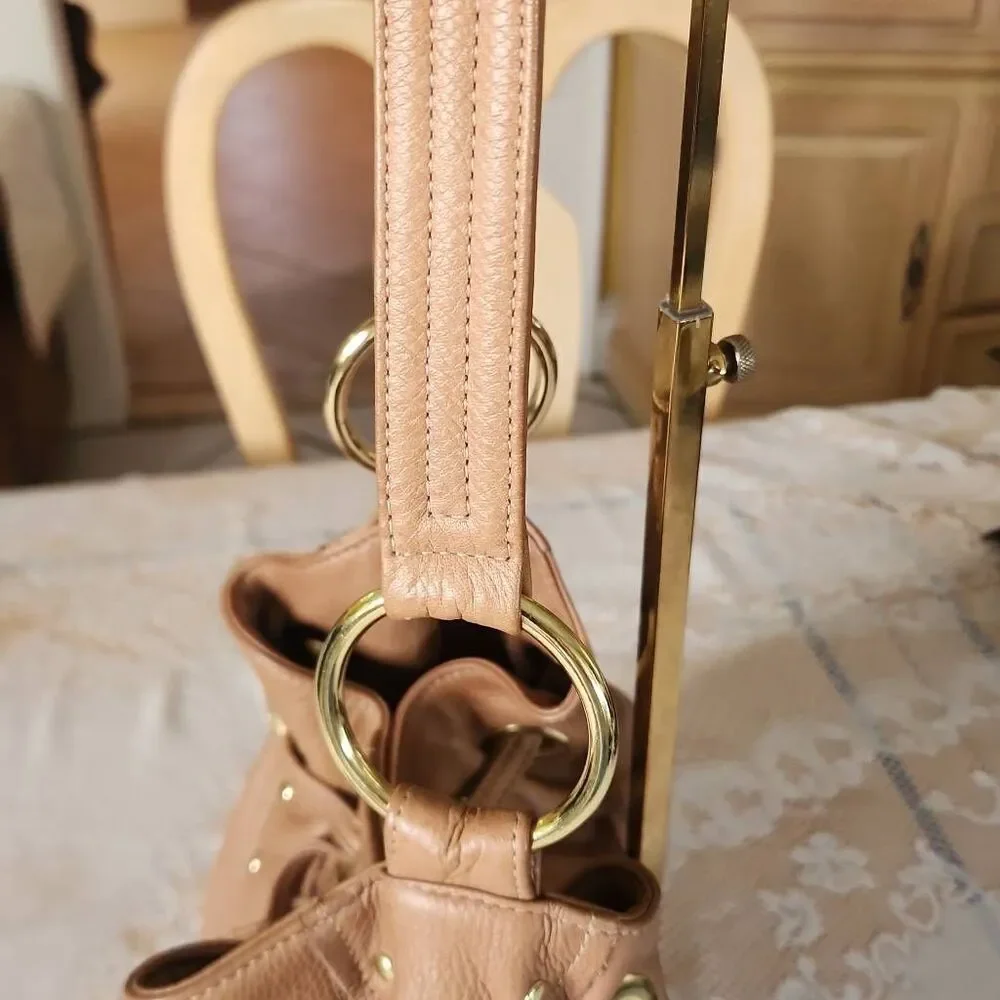 Vintage Bulga tan studded leather hobo bag